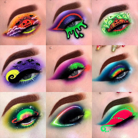 Neon Powder Pigments Eyeshadow Palette Bright Eye Shadow Pallete Fluorescent Matte Mica Dye Luminous Colorant Body Makeup Set