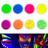 Neon Powder Pigments Eyeshadow Palette Bright Eye Shadow Pallete Fluorescent Matte Mica Dye Luminous Colorant Body Makeup Set
