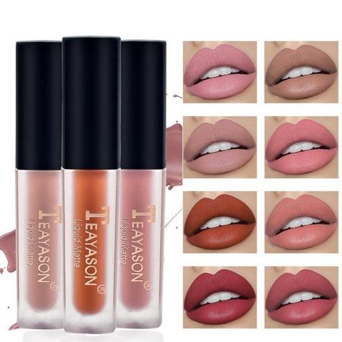 Moisturizing Matte Lip Gloss Nude Lipstick Waterproof Lasting Lipstick Lip Tint Easy To Wear Liquid Makeup 12 Colors