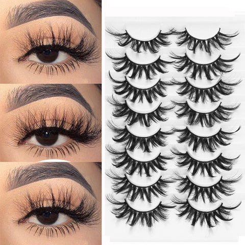 8 3D Faux Mink Eyelashes Natural Wispy