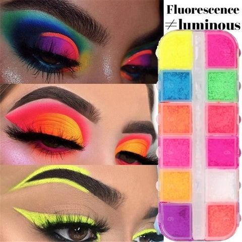 12 Colors/Set Loose Powder Eye Shadow Dust Festival Pigment Neon Fluorescence Eye shadow Pigment Not Luminous