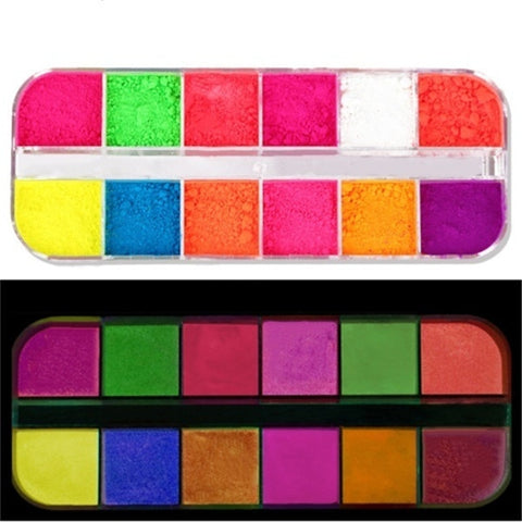 12 Colors/Set Loose Powder Eye Shadow Dust Festival Pigment Neon Fluorescence Eye shadow Pigment Not Luminous