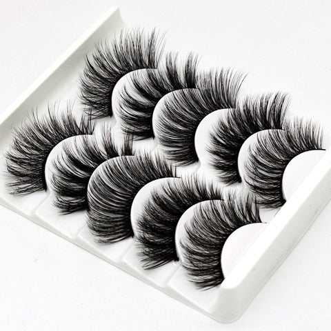 5Pairs 3D Faux Mink Hair False Eyelashes Natural/Thick Long Eye Lashes Wispy Makeup Beauty Extension Tools