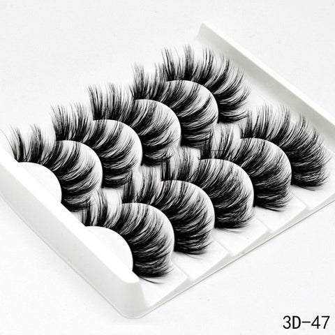 5Pairs 3D Faux Mink Hair False Eyelashes Natural/Thick Long Eye Lashes Wispy Makeup Beauty Extension Tools