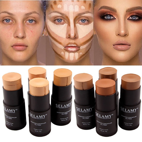 Whitening Liquid Foundation Face Natural Full Cover Contour Face Concealer Stick Base Primer Moisturizer Hide lemish Bronzer