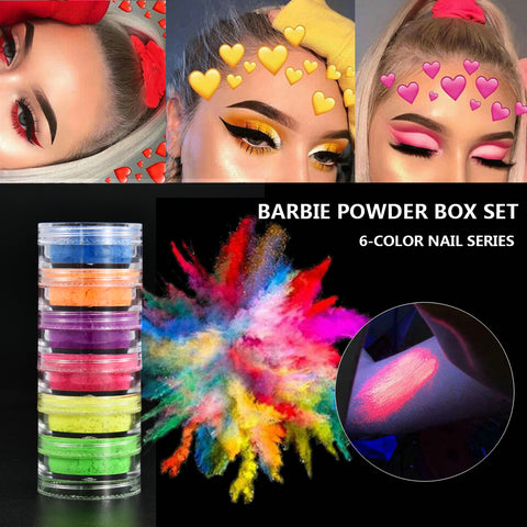 6 Colors Fluorescent Neon Powder Eyeshadow Glitter Matte Shimmer Glow In Dark Eye Shadow Matte Cosmetics Beauty Makeup