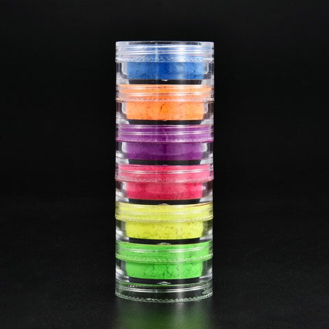 6 Colors Fluorescent Neon Powder Eyeshadow Glitter Matte Shimmer Glow In Dark Eye Shadow Matte Cosmetics Beauty Makeup