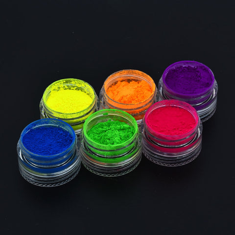 6 Colors Fluorescent Neon Powder Eyeshadow Glitter Matte Shimmer Glow In Dark Eye Shadow Matte Cosmetics Beauty Makeup