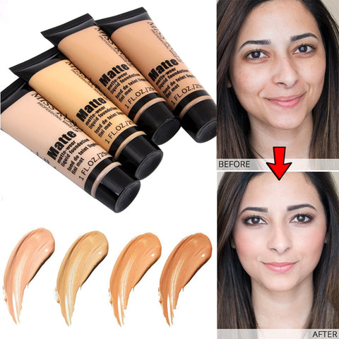 MISS ROSE Professional Base Matte Liquid Foundation Makeup Waterproof Face Concealer Foundation Cosmetics Repair Face Make Up
