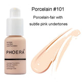 PHOERA Soft Matte Light Cream Long Lasting Liquid Face Foundation Makeup Coverage Foundation Natural Oil Control Maquiagem