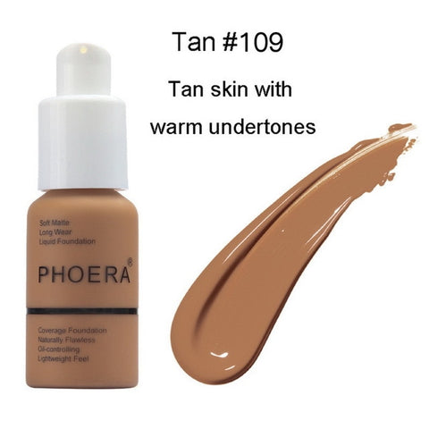 PHOERA Soft Matte Light Cream Long Lasting Liquid Face Foundation Makeup Coverage Foundation Natural Oil Control Maquiagem